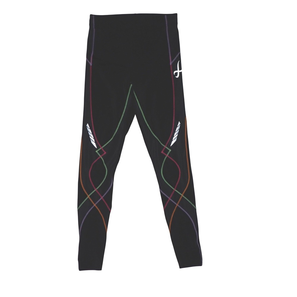 CW-X Womens Stabilyx Compression Tights Rainbow Stitching Black Size S